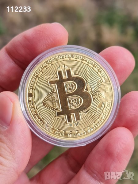Позлатена Bitcoin монета, снимка 1