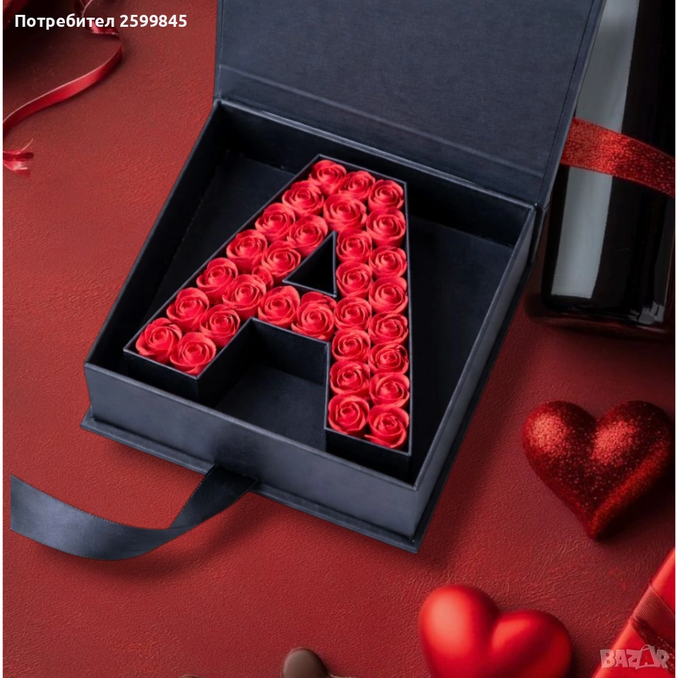 Ръчно изработена луксозна кутия с вечни рози, снимка 1