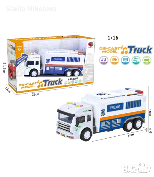 Детски полицейски камион, звук и светлини, снимка 1