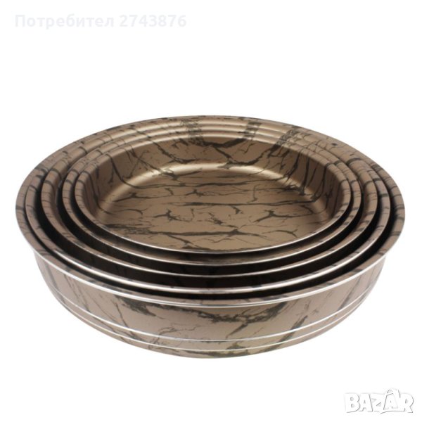  КРЪГЛИ ТАВИ КОМПЛЕКТ - 5 БР. EK-28-30-32-34-36, КАФЯВО ЧЕРЕН МРАМОР, снимка 1