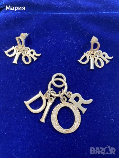 Комплект Диор/Dior обици и медальон от  сребро 925, снимка 1