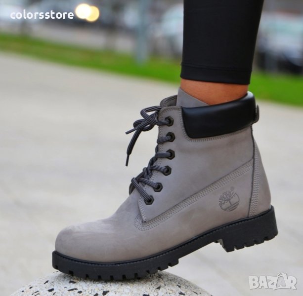 Дамски равни боти - сив ЕСТЕСТВЕН набук - T03 - големи номера, снимка 1