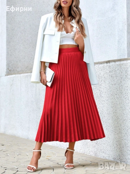 Есенно-зимна пола, Пола плисе, Червена пола, Зелена пола, снимка 1