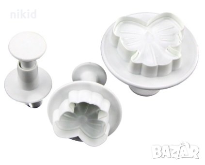 3 бр широки панделки пластмасови резци с бутало за тесто фондан торта украса, снимка 1