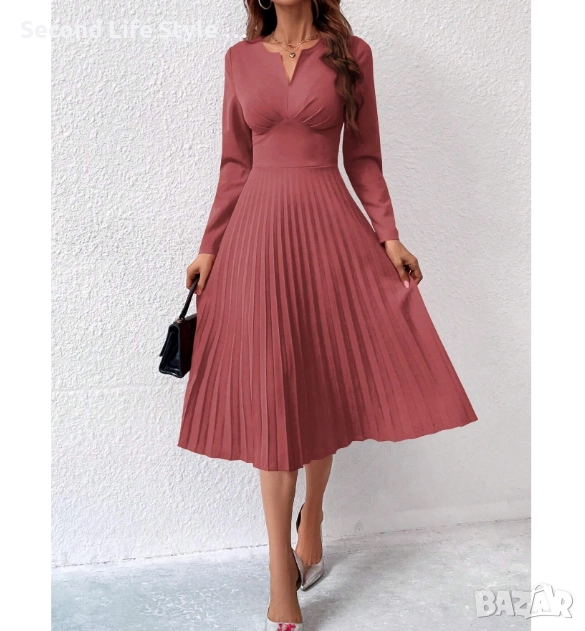 Елегантна дамска розова рокля с уникален дизайн р-р S (EU 36), снимка 1