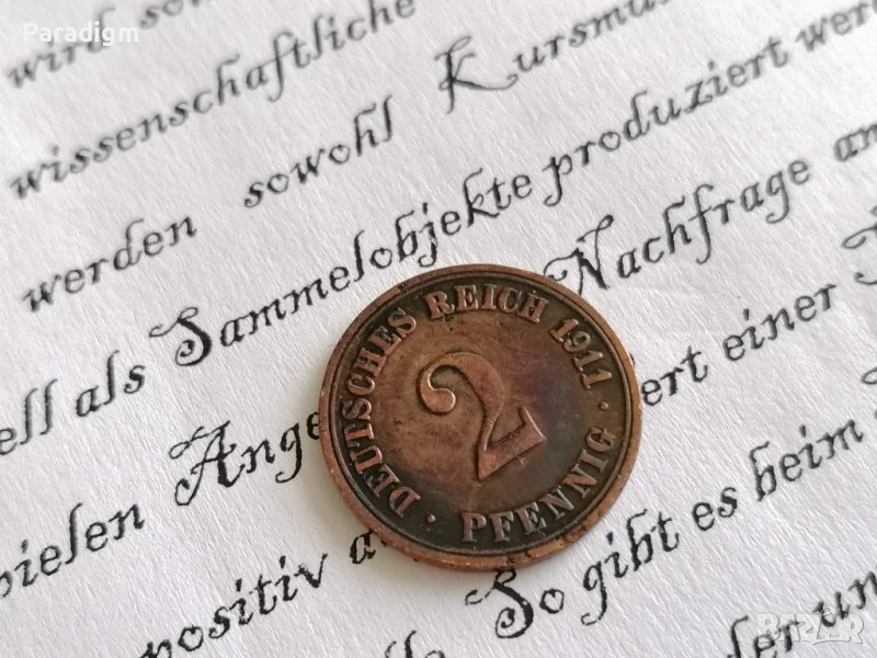 Райх монета - Германия - 2 пфенига | 1911г.; серия A, снимка 1