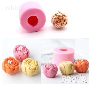 3D едър затворен Божур дълбок калъп силиконов молд форма фондан торта украса шоколад гипс сапун свещ, снимка 1