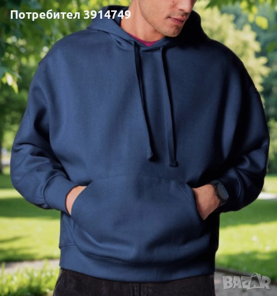 Блуза с дълъг ръкав / суетшърт; качулка, два предни джоба; лека, мека, топла, унисекс *НОВА*, снимка 1