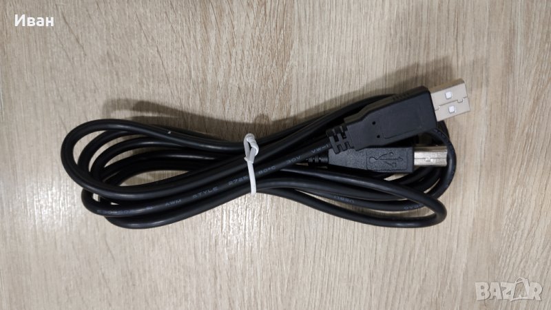 Кабел USB A(мъжко) към USB B(мъжко), 1.9m, черен, снимка 1
