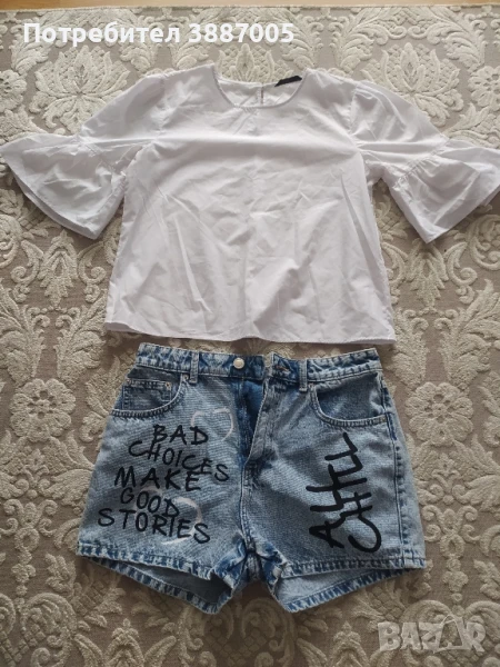 Къси дънки с риза , снимка 1