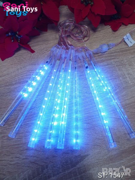 LED Коледни лампички висулки, падащ сняг сини, снимка 1