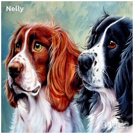 Диамантен 5D гоблен Две кучета , снимка 1