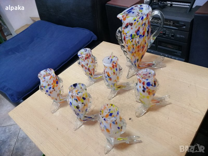 Продавам уникален стъклен румънски сервиз РИБИТЕ, снимка 1