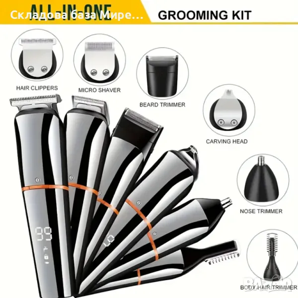 11в1 Професионална машинка Kemei, Безжичнa, 11 приставки и сменяеми глави, USB-презареждаща батерия,, снимка 1