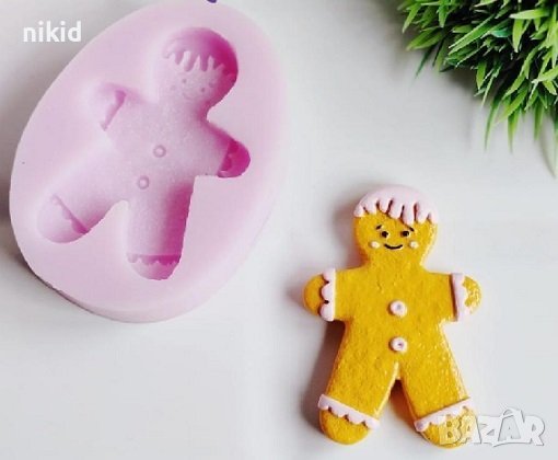 голямо Джинджифилово човече бисквитка силиконов молд форма фондан шоколад гипс декор, снимка 1