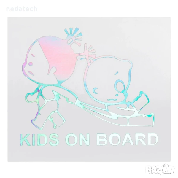 Стикер за кола „Деца в колата“ , 14x12,5 см., снимка 1
