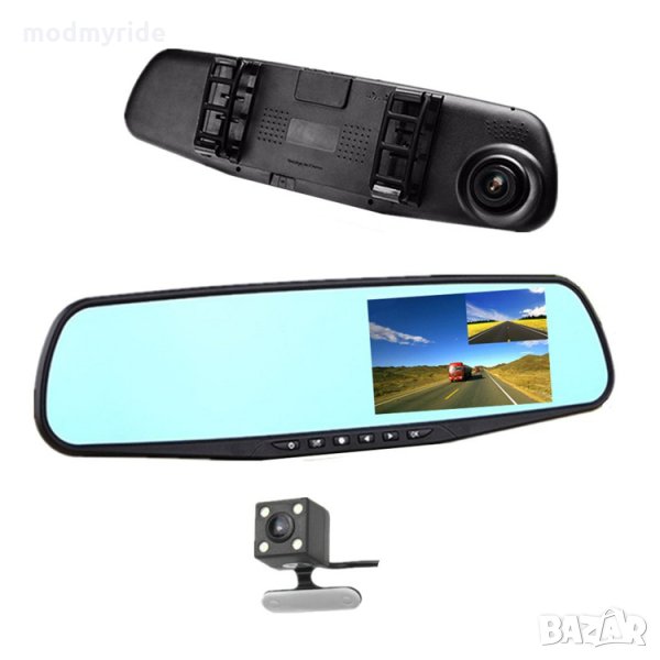 Видео регистратор в огледало за задно виждане с две камери, снимка 1
