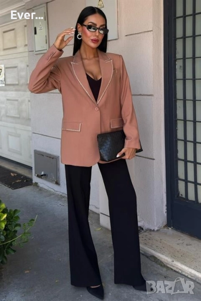 Блейзър с камъни в цвят камел, снимка 1