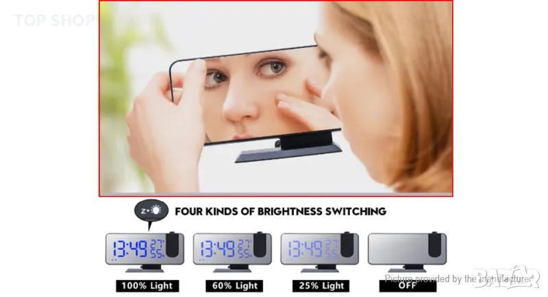 Радио часовник с функция прожекция, термометър, влагомер EN8827, снимка 1