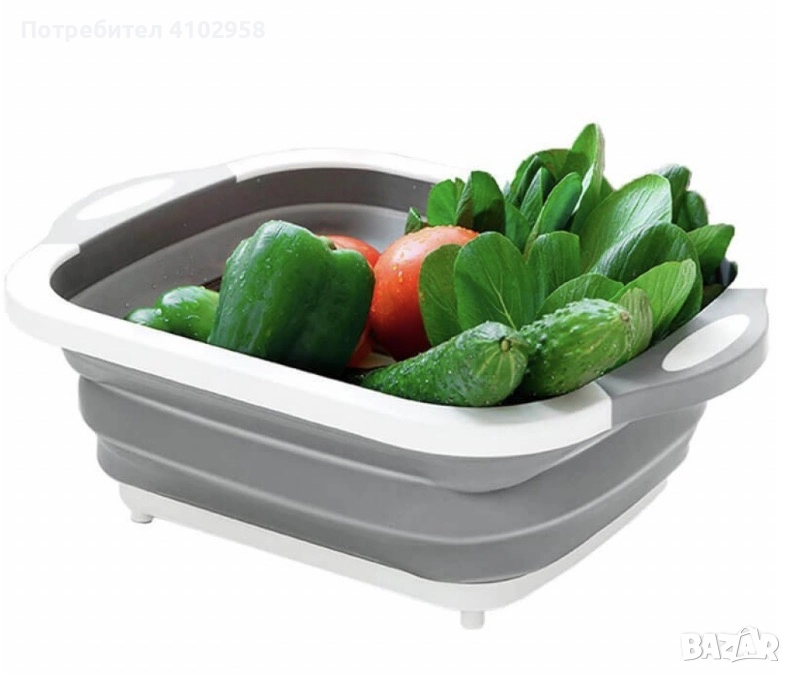 Многофункционална сгъваема дъска за рязане - леген с тапа, снимка 1