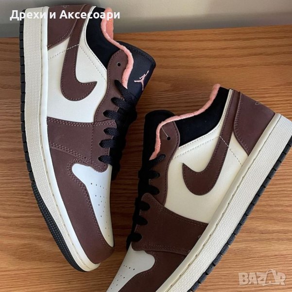Nike Air Jordan 1 Low Mocha Crimson Bliss Latte Brown Нови Обувки Размер 43 Номер Оригинални , снимка 1