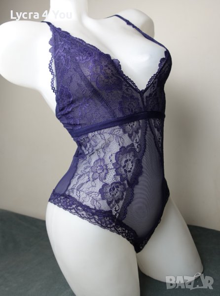 S/M дантелено боди с тюл на гърба и кръстосани презрамки, снимка 1