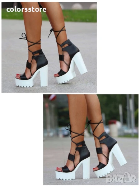 Сандали на ток - черна кожа с бяло ходило - 403

.
., снимка 1