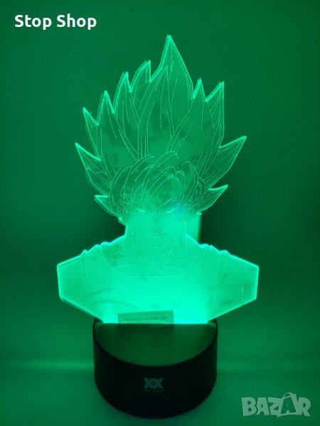 Dragon Ball Super Saiyan God Goku Екшън фигурки 3D настолна лампа 7 променящи цвета нощна лампа , снимка 1