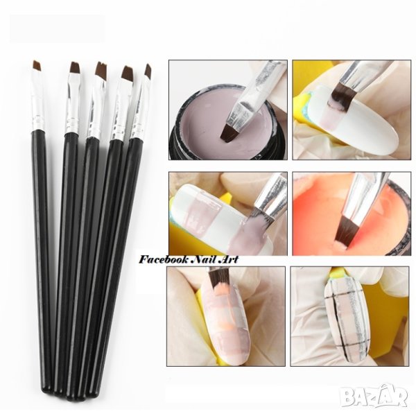 5 броя черни четки за гел , снимка 1