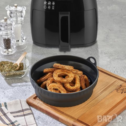 4372 Сгъваема силиконова тавичка за еър фрайър форма за Airfryer, снимка 4 - Съдове за готвене - 43696168