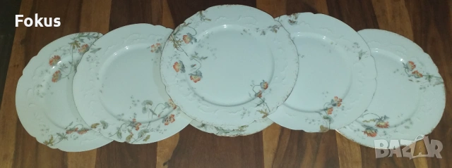 Лот луксозни стари антикварни чинии порцелан Лимонж Limoges, снимка 3 - Антикварни и старинни предмети - 53363555