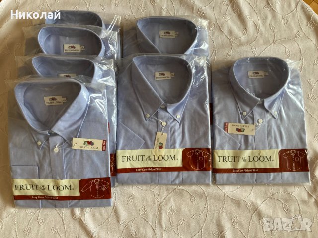 Мъжка риза Fruit of the Loom, тип Oxford, голям, размер, дълъг и къс ръкав, светлосин цвят, маркова , снимка 2 - Ризи - 38568384