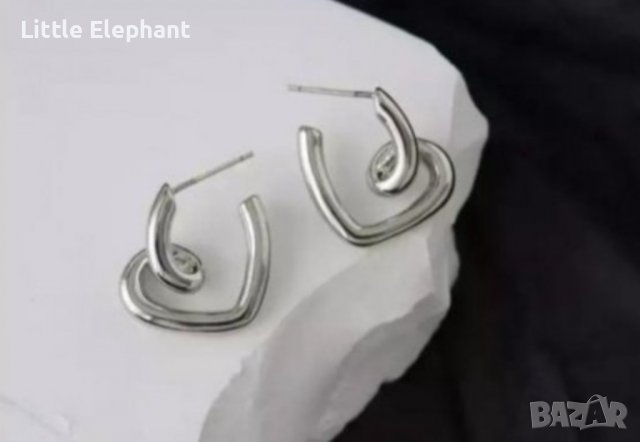 Сребърни антиалергични обеци сърца,plein,колекция "Bride"/нови