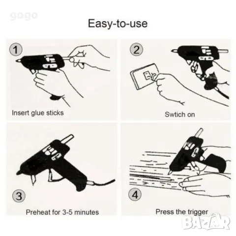 Пистолет за топло лепене със силикон TV1161, снимка 4 - Други стоки за дома - 50066305