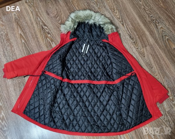 Червена ватирана парка с качулка М-80лв.НОВА, снимка 6 - Якета - 39493866