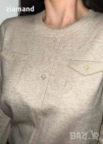 Дамска бежова блуза детелини, снимка 2 - Блузи с дълъг ръкав и пуловери - 48042783