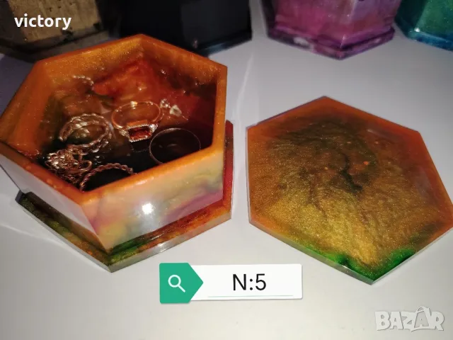 Ръчно изработени кутийки за бижута от епоксидна смола , снимка 6 - Декорация за дома - 49270056