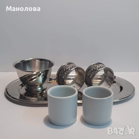 Сервиз за кафе с поднос и захарница., снимка 5 - Други ценни предмети - 52418877