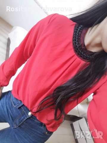 Червена блузка, S размер, снимка 1 - Блузи с дълъг ръкав и пуловери - 27770578
