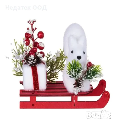 Коледна декоративна украса, Шейна, Червен, 17см