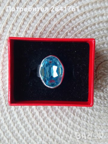 Сребърен пръстен със син камък, снимка 6 - Пръстени - 44014070