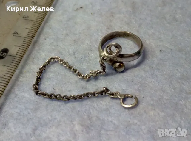 СТАРИНЕН РЯДЪК МОДЕЛ СРЕБЪРЕН ПРЪСТЕН със СРЕБЪРНА ВЕРИЖКА СРЕБРО 925 РЪЧНА АРТ ИЗРАБОТКА 11938, снимка 7 - Антикварни и старинни предмети - 49767876