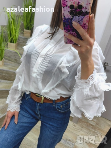 Бяла дамска риза, снимка 5 - Ризи - 52686401