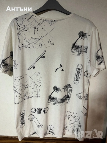 Бяла тениска с надписи с къси ръкави, снимка 2 - Тениски - 53114425