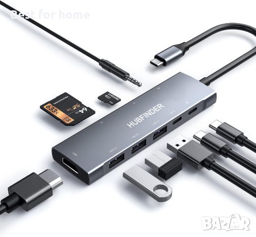 USB C хъб, многопортов адаптер 9 в 1  хъб със 100W мощност, снимка 2 - Други - 43055465