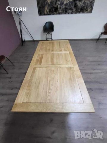 Дървена трапезна разтегателна маса 100 % дъб за 6 - 8 човека, снимка 4 - Маси - 43286518