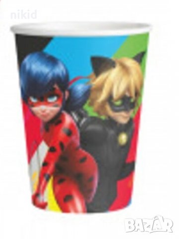 Калинката и Черния котарак miraculous ladybug 10 бр картонени чаши чашки парти рожден ден, снимка 3 - Други - 20757480