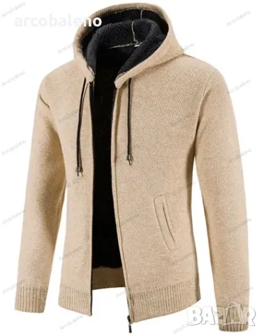 Ежедневно мъжко плетено яке с качулка и цип, 5цвята , снимка 10 - Якета - 47740924