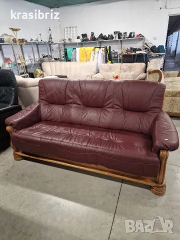 Диван 3-ка-Масив-Естествена Кожа-внос от Германия!...КАТО НОВ!...