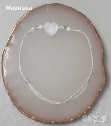 гривна от конец с камъни и сребърни топчета, снимка 2 - Гривни - 46701350